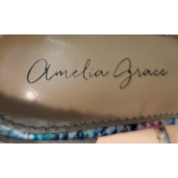 Amelia Grace Melissa Snake Skin Print Multi Color Rope Straps Zipper Heel 3.5 in - Picture 10 of 12